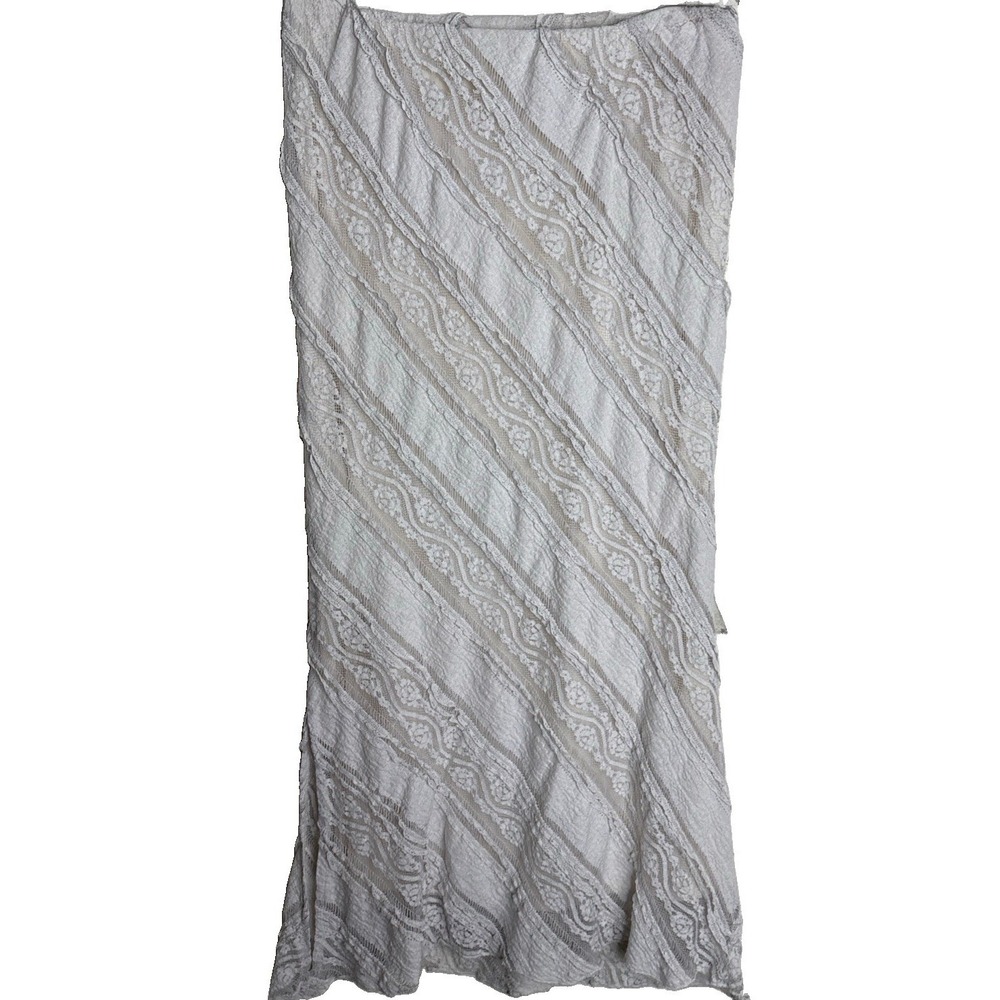 Lace Maxi Skirt Womens Large White Fairy Coquette Festival Bodycon